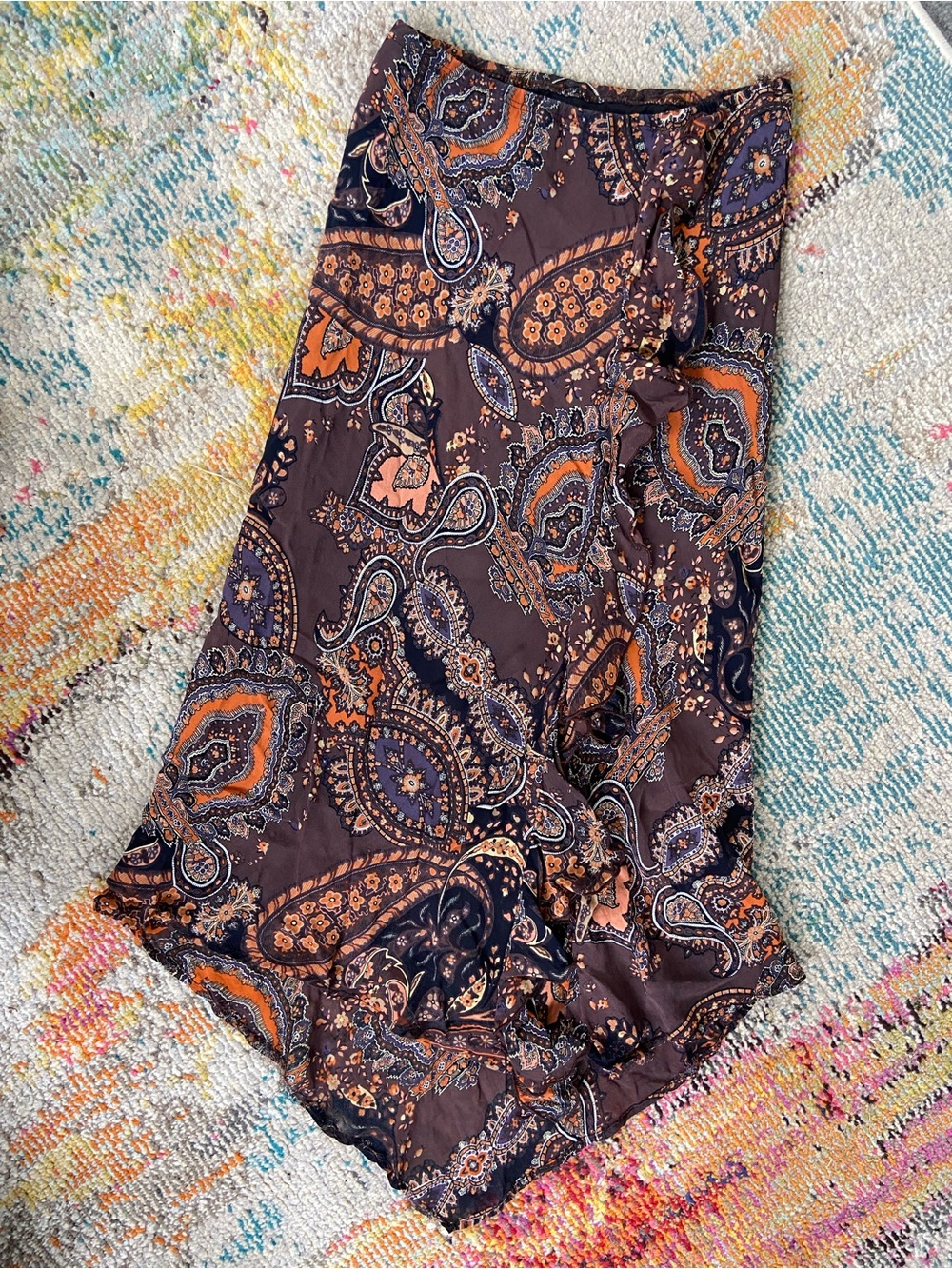 Y2K Chiffon Asymmetrical Paisley Skirt